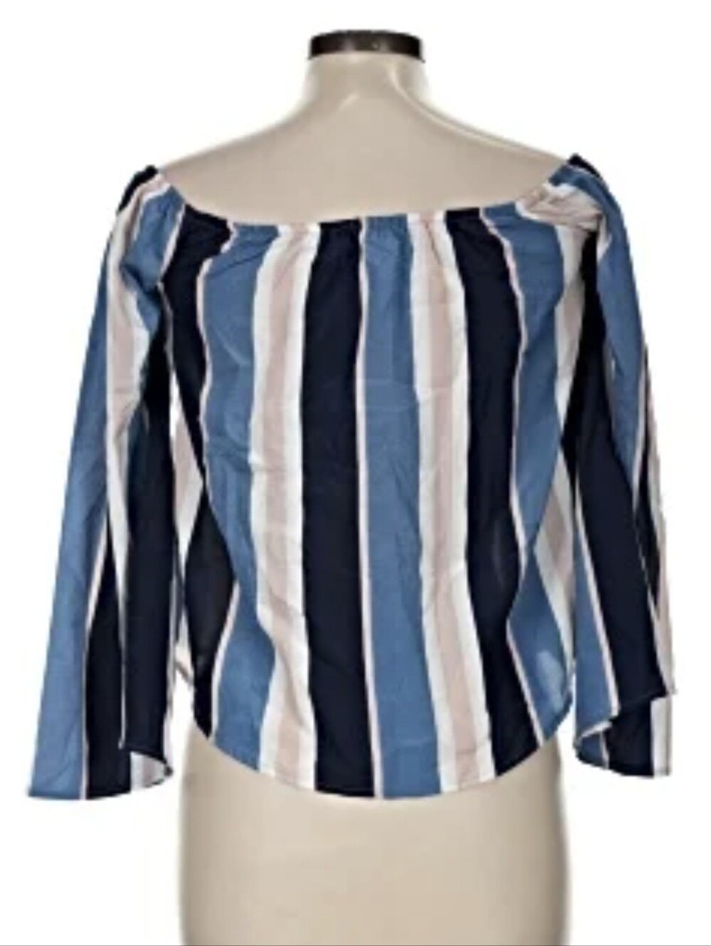 🌼5/$20 - Urban Heritage Navy, Light Blue & Blush Striped Off-Shoulder Top